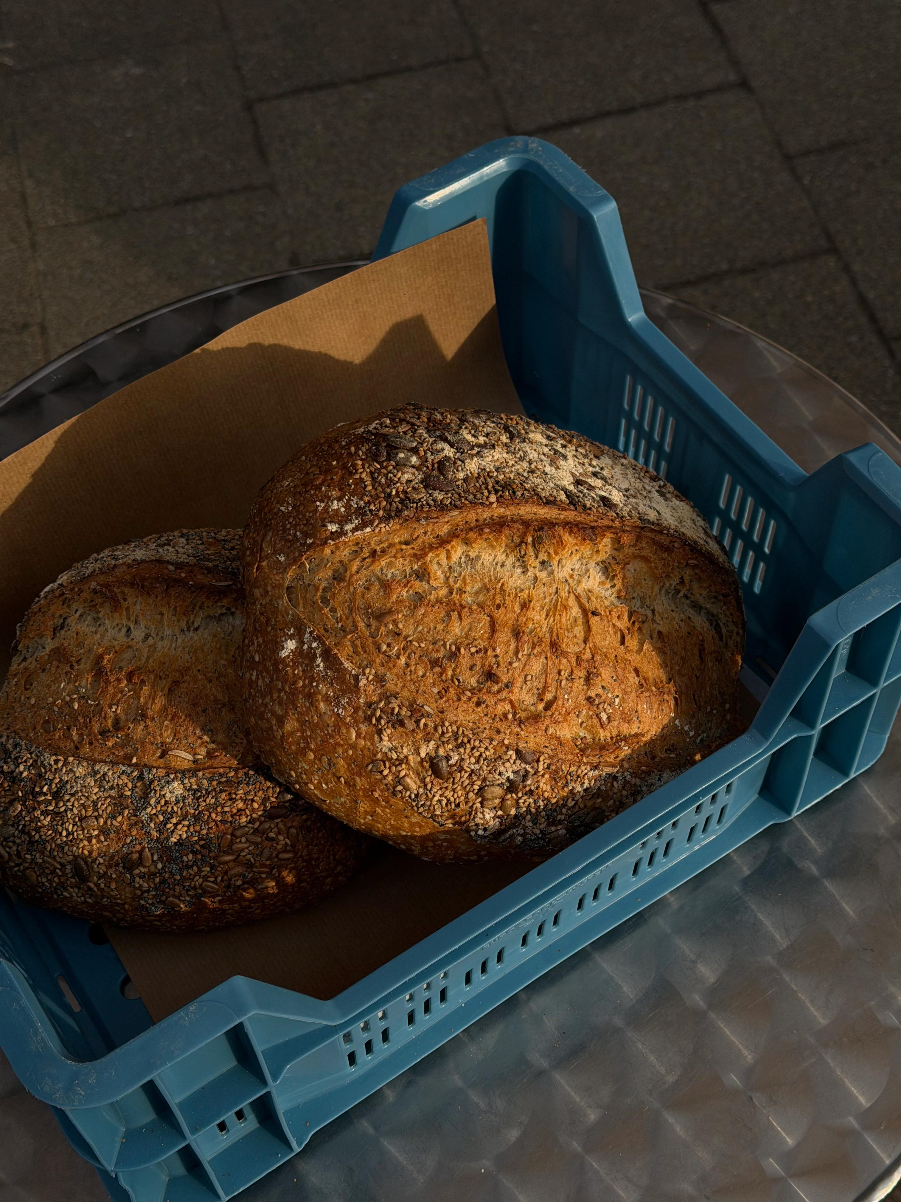 Multigrain sourdough bread with a seeded crust